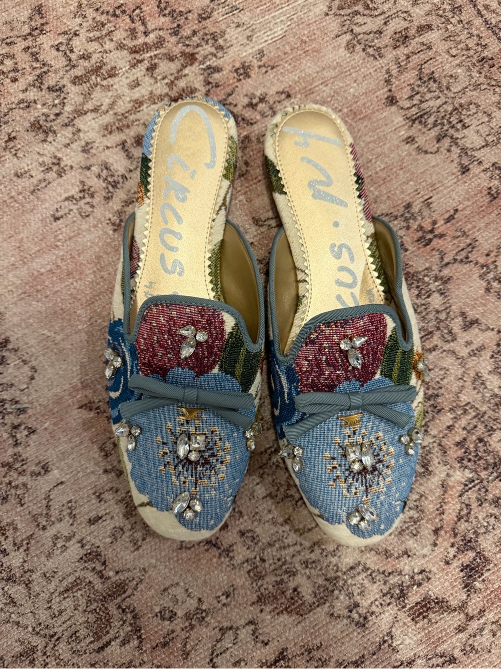Circus by Sam Edelman Woven Tapestry Jeweled Slip-On Mules Never Worn